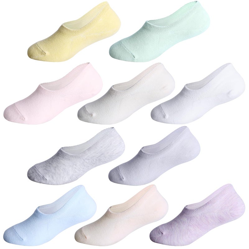 CHUNG Kids No Show Socks Cotton Liner Low Cut Sock for Boys Girls Toddler Thin 10 Pack Solid Color Summer (4-6Years, SolidColor) - Image 2